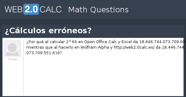 Ver pregunta - ¿Cálculos erróneos?